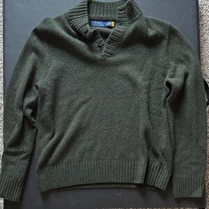 Polo by Ralph Lauren Men's Dark Green V-Neck Sweater